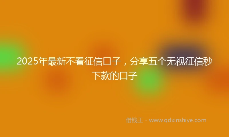2025年最新不看征信口子，分享五个无视征信秒下款的口子