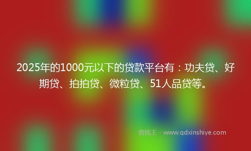 2025年的1000元以下的贷款平台有：功夫贷、好期贷、拍拍贷、微粒贷、51人品贷等。