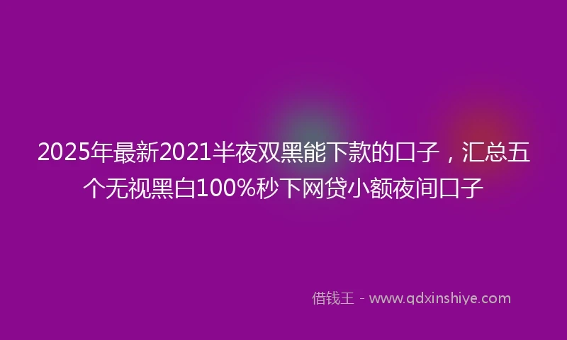2025年最新2021半夜双黑能下款的口子，汇总五个无视黑白100%秒下网贷小额夜间口子