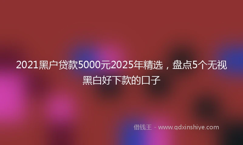 2021黑户贷款5000元2025年精选，盘点5个无视黑白好下款的口子