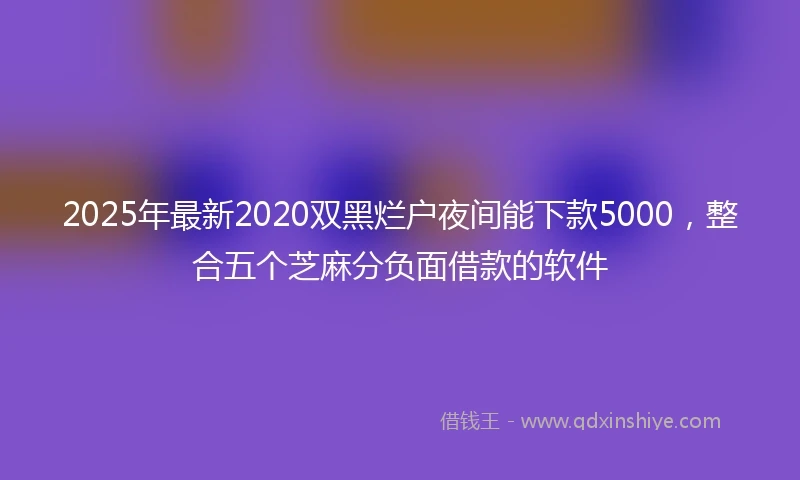 2025年最新2020双黑烂户夜间能下款5000，整合五个芝麻分负面借款的软件