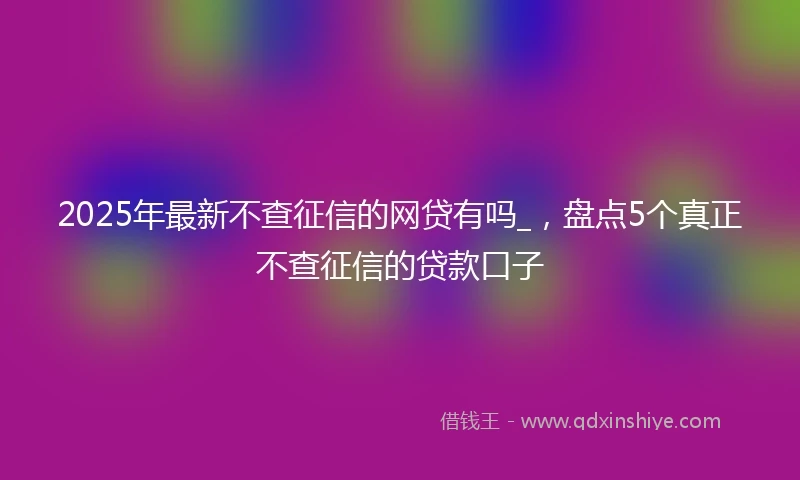 2025年最新不查征信的网贷有吗_，盘点5个真正不查征信的贷款口子