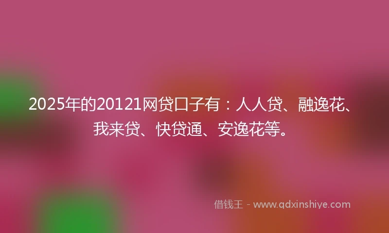 2025年的20121网贷口子有：人人贷、融逸花、我来贷、快贷通、安逸花等。