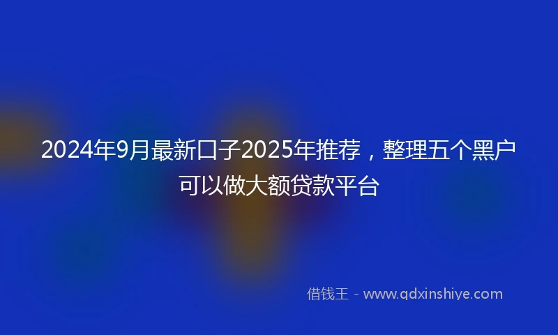 2024年9月最新口子2025年推荐，整理五个黑户可以做大额贷款平台