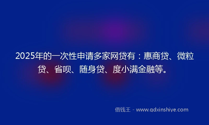2025年的一次性申请多家网贷有：惠商贷、微粒贷、省呗、随身贷、度小满金融等。