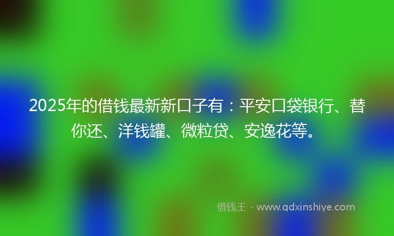 2025年的借钱最新新口子有：平安口袋银行、替你还、洋钱罐、微粒贷、安逸花等。