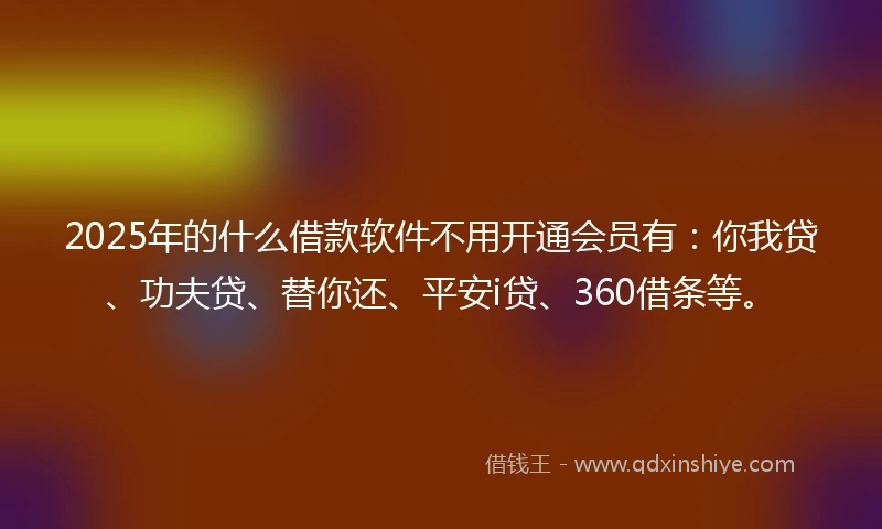 2025年的什么借款软件不用开通会员有：你我贷、功夫贷、替你还、平安i贷、360借条等。