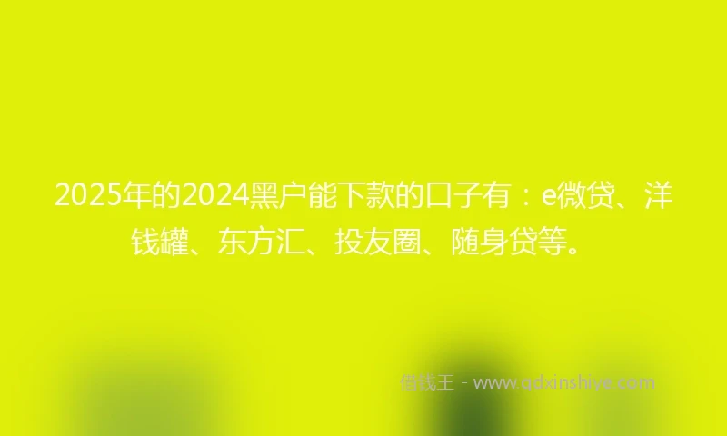 2025年的2024黑户能下款的口子有：e微贷、洋钱罐、东方汇、投友圈、随身贷等。