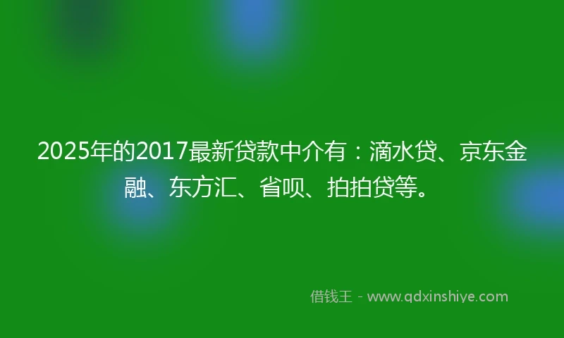 2025年的2017最新贷款中介有：滴水贷、京东金融、东方汇、省呗、拍拍贷等。