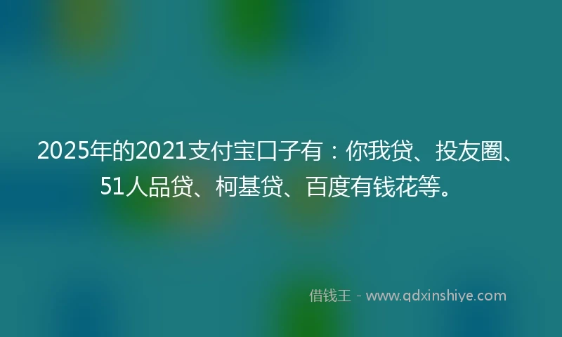 2025年的2021支付宝口子有：你我贷、投友圈、51人品贷、柯基贷、百度有钱花等。
