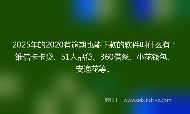 2025年的2020有逾期也能下款的软件叫什么有：维信卡卡贷、51人品贷、360借条、小花钱包、安逸花等。