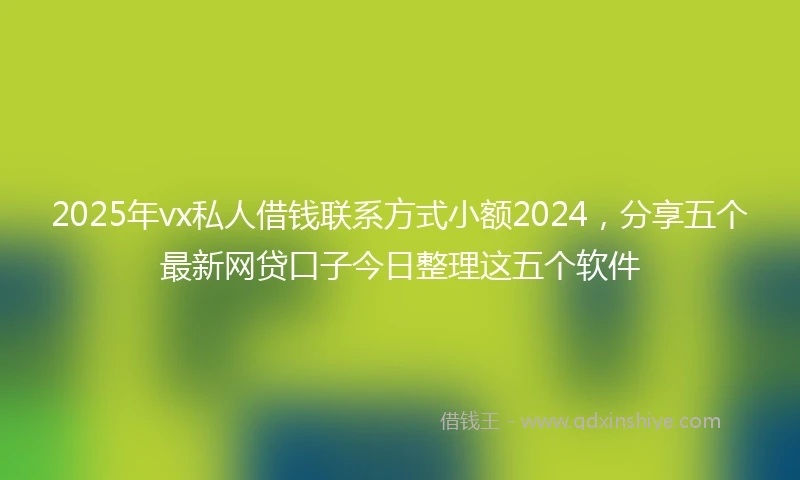 2025年vx私人借钱联系方式小额2024，分享五个最新网贷口子今日整理这五个软件