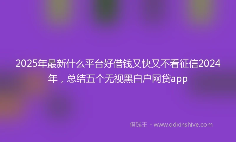 2025年最新什么平台好借钱又快又不看征信2024年，总结五个无视黑白户网贷app
