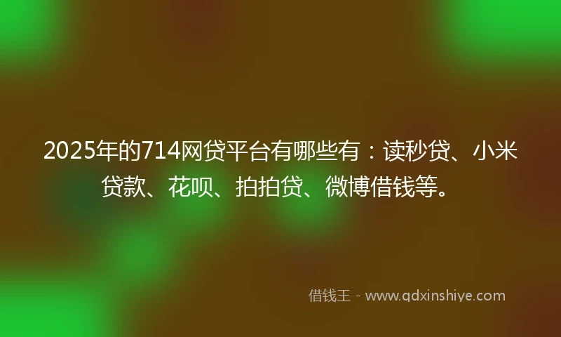 2025年的714网贷平台有哪些有：读秒贷、小米贷款、花呗、拍拍贷、微博借钱等。