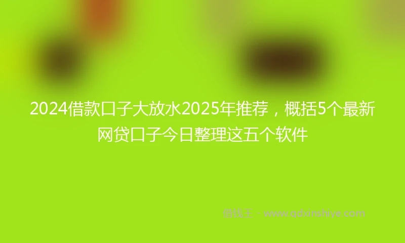 2024借款口子大放水2025年推荐，概括5个最新网贷口子今日整理这五个软件
