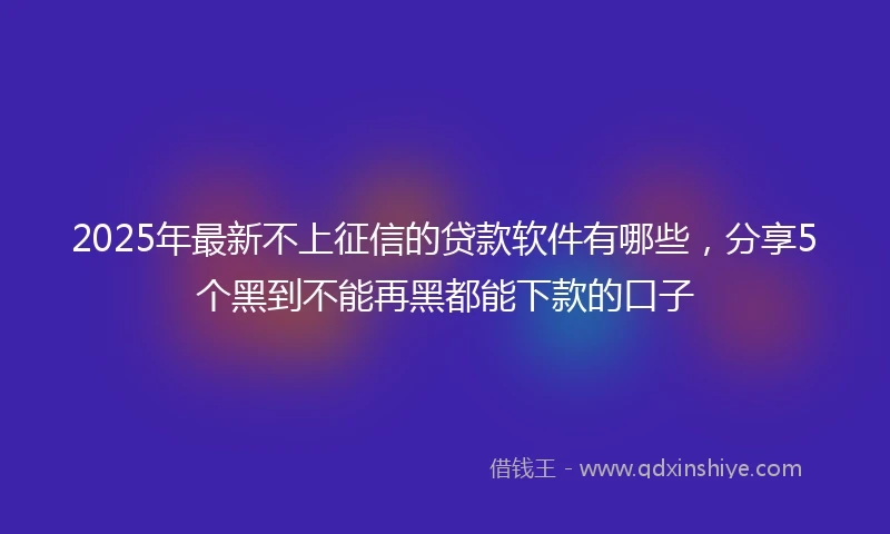 2025年最新不上征信的贷款软件有哪些，分享5个黑到不能再黑都能下款的口子