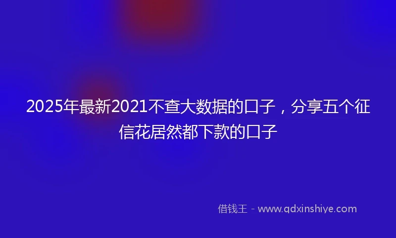 2025年最新2021不查大数据的口子，分享五个征信花居然都下款的口子