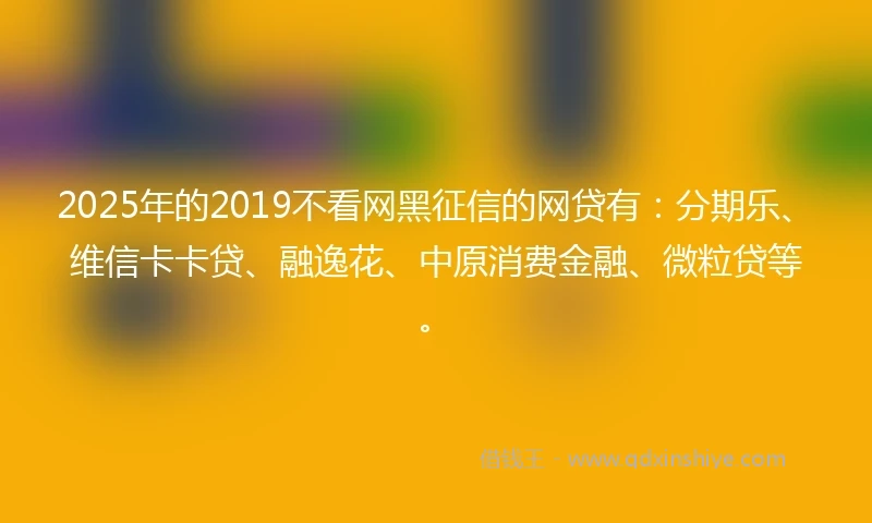 2025年的2019不看网黑征信的网贷有：分期乐、维信卡卡贷、融逸花、中原消费金融、微粒贷等。