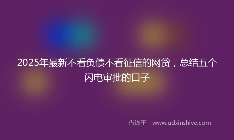 2025年最新不看负债不看征信的网贷，总结五个闪电审批的口子