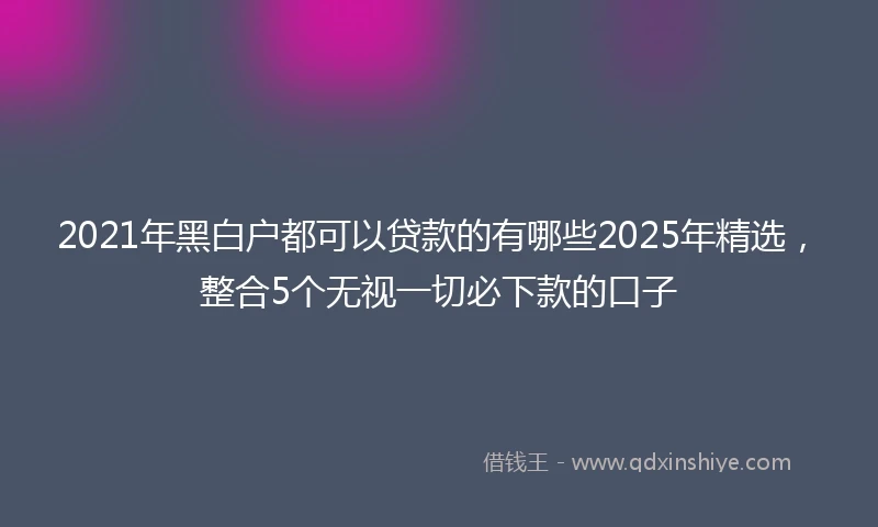 2021年黑白户都可以贷款的有哪些2025年精选，整合5个无视一切必下款的口子