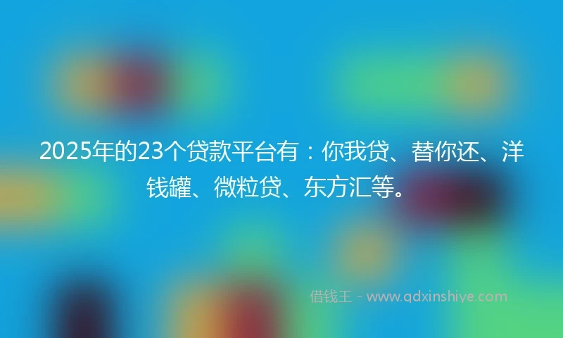 2025年的23个贷款平台有：你我贷、替你还、洋钱罐、微粒贷、东方汇等。