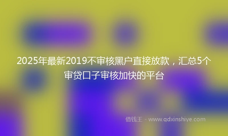 2025年最新2019不审核黑户直接放款，汇总5个审贷口子审核加快的平台