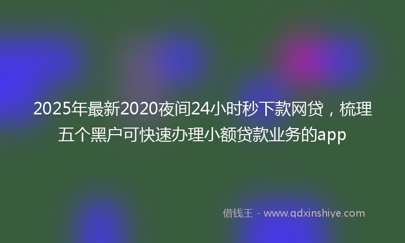 2025年最新2020夜间24小时秒下款网贷，梳理五个黑户可快速办理小额贷款业务的app