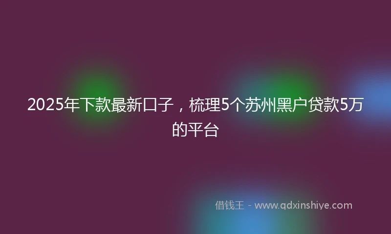 2025年下款最新口子，梳理5个苏州黑户贷款5万的平台
