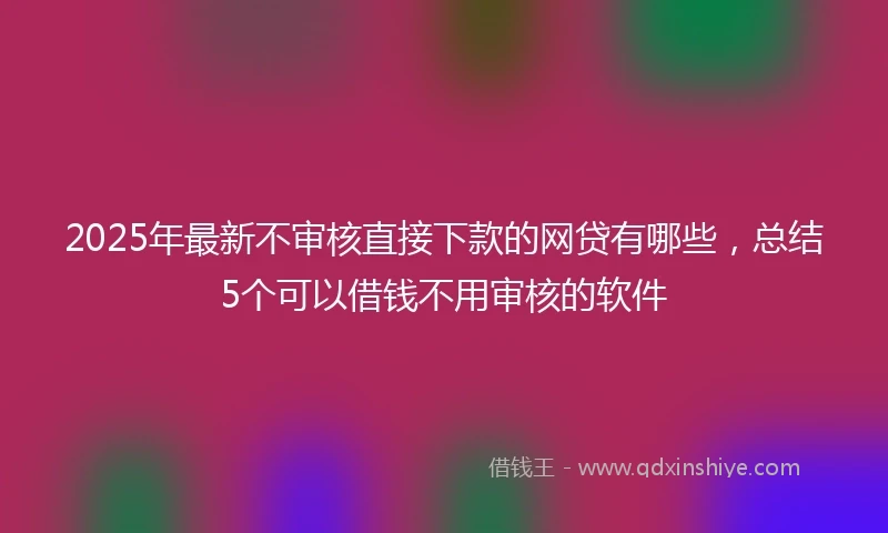 2025年最新不审核直接下款的网贷有哪些，总结5个可以借钱不用审核的软件