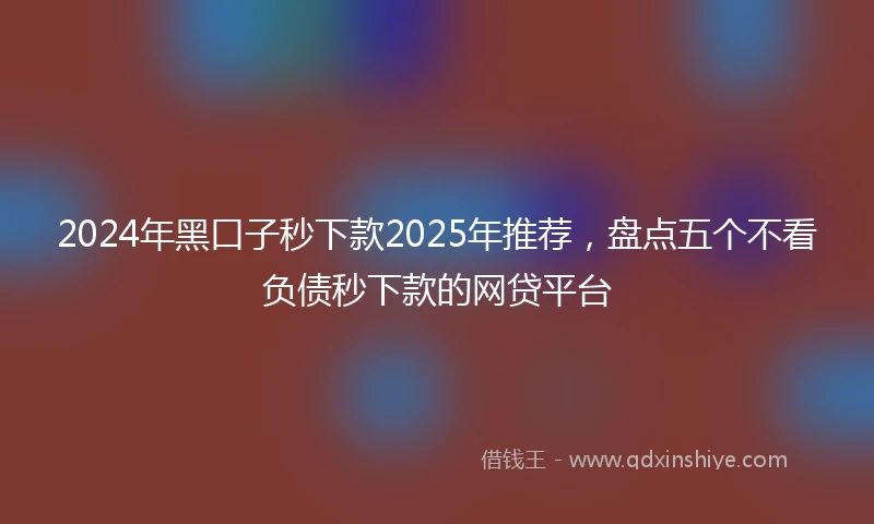 2024年黑口子秒下款2025年推荐，盘点五个不看负债秒下款的网贷平台