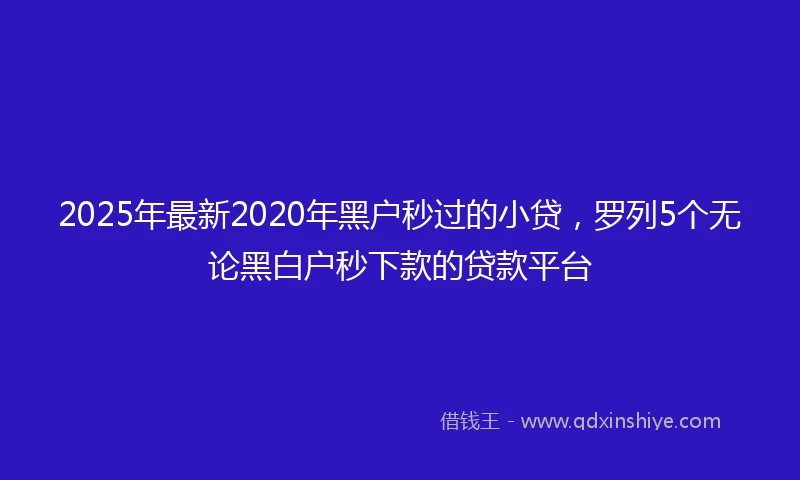 2025年最新2020年黑户秒过的小贷，罗列5个无论黑白户秒下款的贷款平台