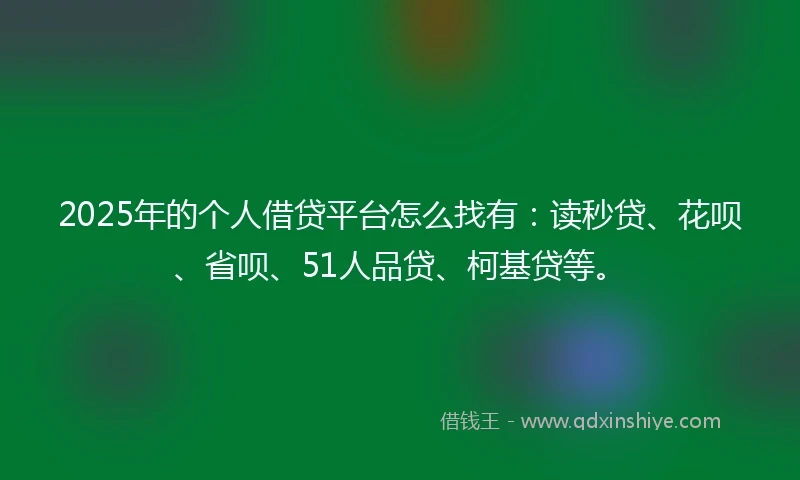 2025年的个人借贷平台怎么找有：读秒贷、花呗、省呗、51人品贷、柯基贷等。