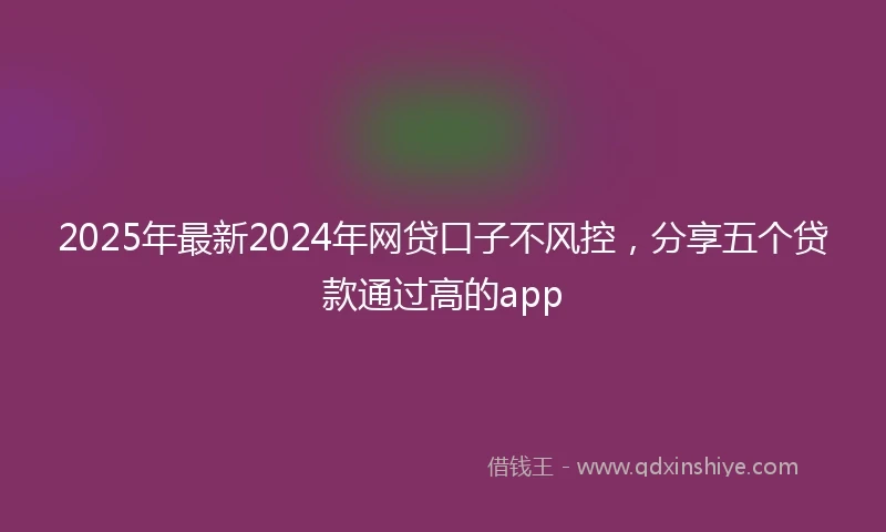 2025年最新2024年网贷口子不风控，分享五个贷款通过高的app