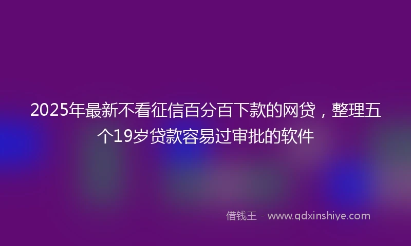 2025年最新不看征信百分百下款的网贷，整理五个19岁贷款容易过审批的软件
