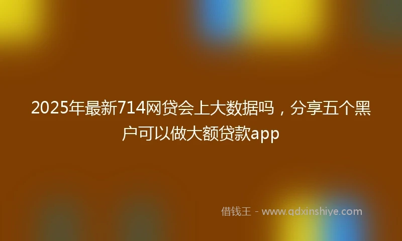2025年最新714网贷会上大数据吗，分享五个黑户可以做大额贷款app