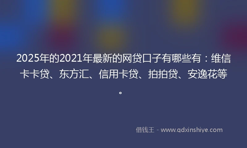2025年的2021年最新的网贷口子有哪些有：维信卡卡贷、东方汇、信用卡贷、拍拍贷、安逸花等。