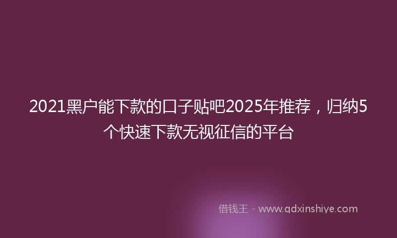 2021黑户能下款的口子贴吧2025年推荐，归纳5个快速下款无视征信的平台