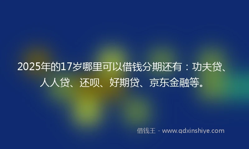 2025年的17岁哪里可以借钱分期还有：功夫贷、人人贷、还呗、好期贷、京东金融等。
