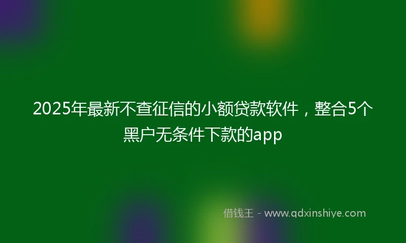 2025年最新不查征信的小额贷款软件，整合5个黑户无条件下款的app