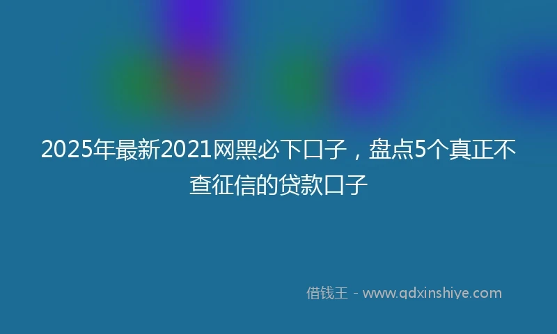 2025年最新2021网黑必下口子，盘点5个真正不查征信的贷款口子