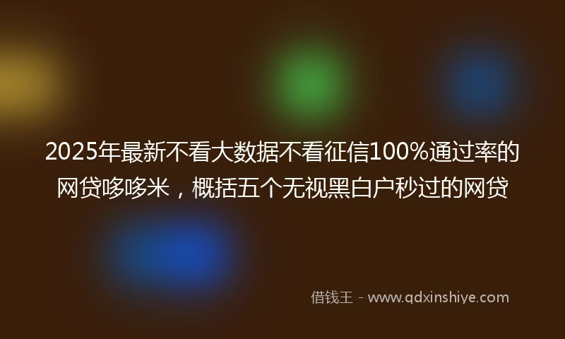 2025年最新不看大数据不看征信100%通过率的网贷哆哆米，概括五个无视黑白户秒过的网贷
