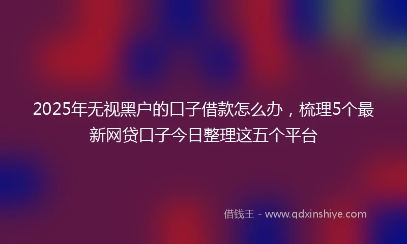 2025年无视黑户的口子借款怎么办，梳理5个最新网贷口子今日整理这五个平台