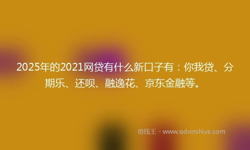 2025年的2021网贷有什么新口子有：你我贷、分期乐、还呗、融逸花、京东金融等。