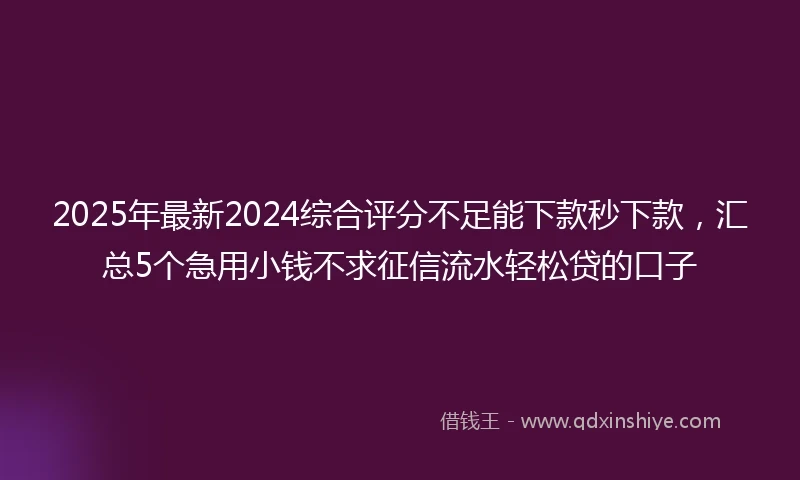 2025年最新2024综合评分不足能下款秒下款，汇总5个急用小钱不求征信流水轻松贷的口子