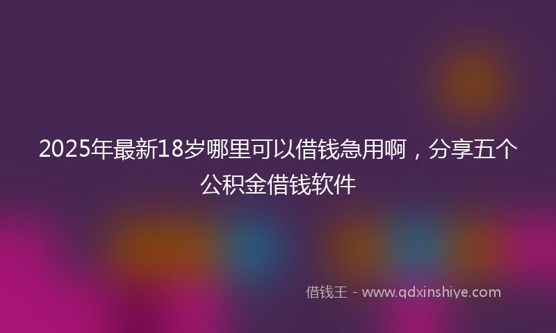 2025年最新18岁哪里可以借钱急用啊，分享五个公积金借钱软件