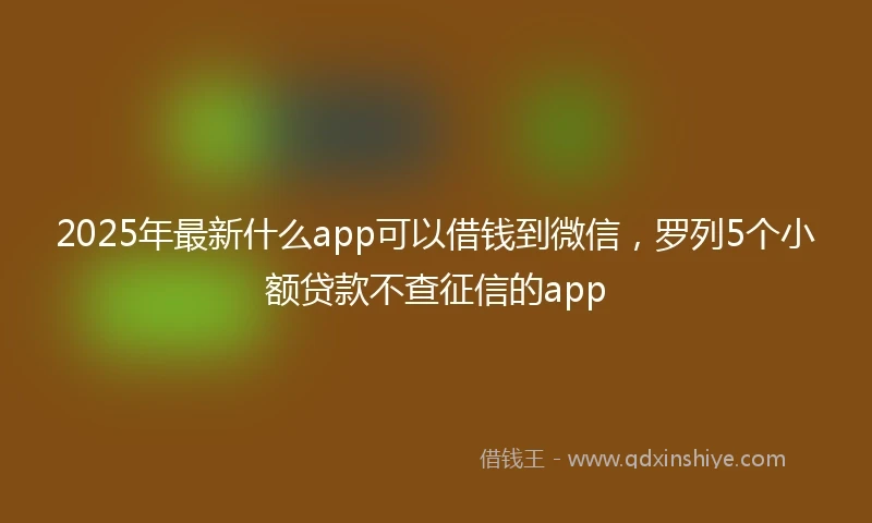 2025年最新什么app可以借钱到微信，罗列5个小额贷款不查征信的app