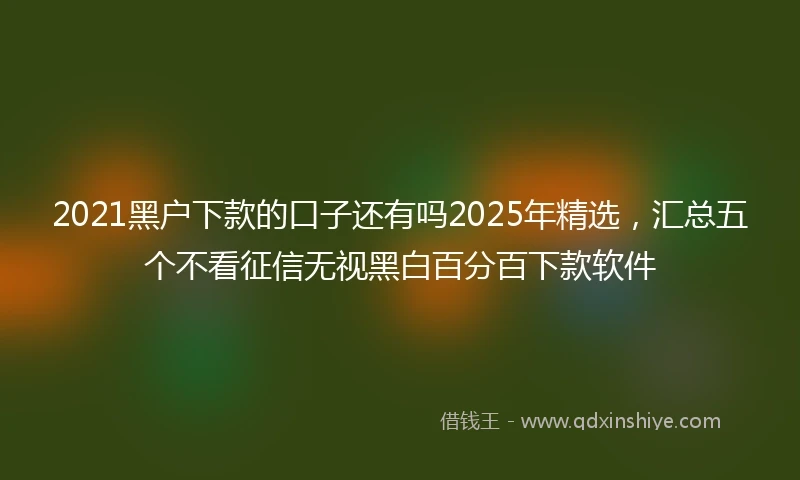 2021黑户下款的口子还有吗2025年精选，汇总五个不看征信无视黑白百分百下款软件