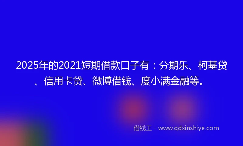2025年的2021短期借款口子有：分期乐、柯基贷、信用卡贷、微博借钱、度小满金融等。