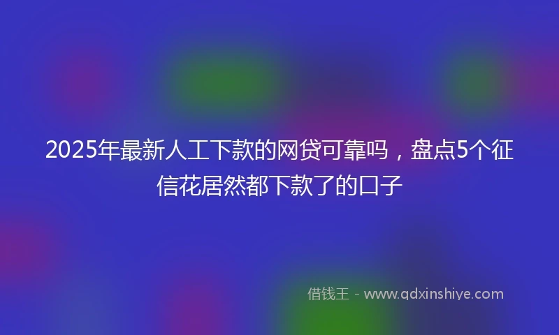 2025年最新人工下款的网贷可靠吗，盘点5个征信花居然都下款了的口子