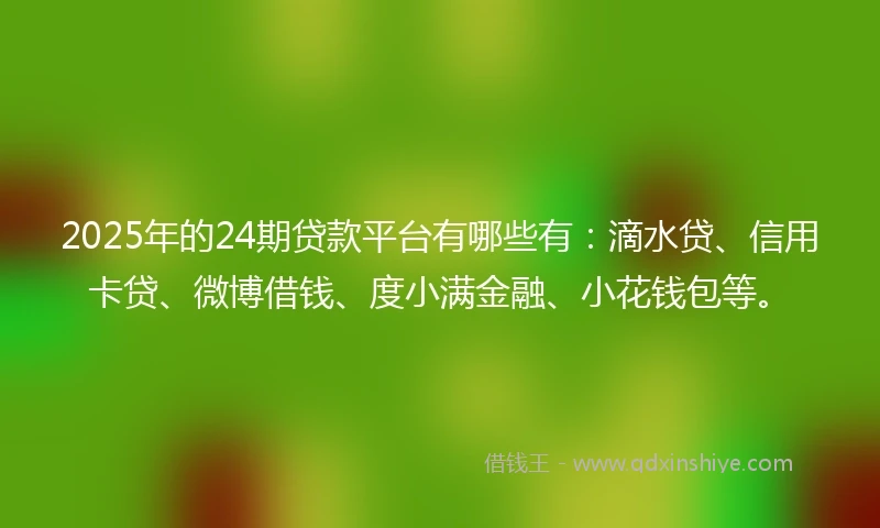 2025年的24期贷款平台有哪些有：滴水贷、信用卡贷、微博借钱、度小满金融、小花钱包等。